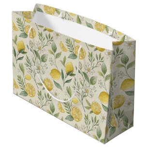 Citroenen & Bloemen Patroon Grote Gift Bag Groot Cadeauzakje