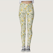 Citroenen & Bloemen Patroon Leggings (Voorkant)