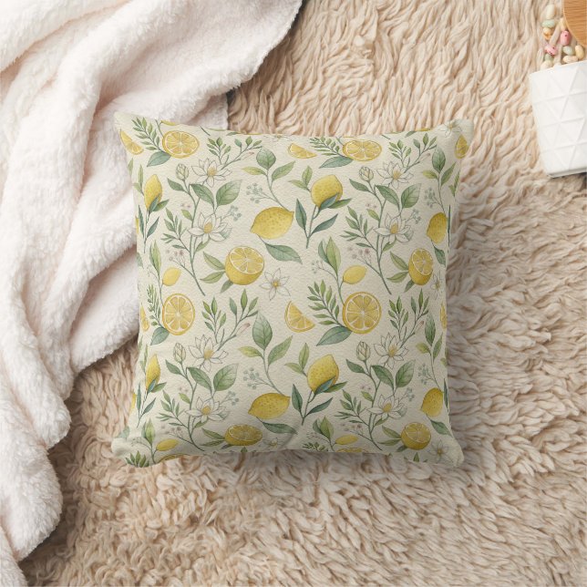 Citroenen & Bloemen Patroon Sierkussen (Deken)