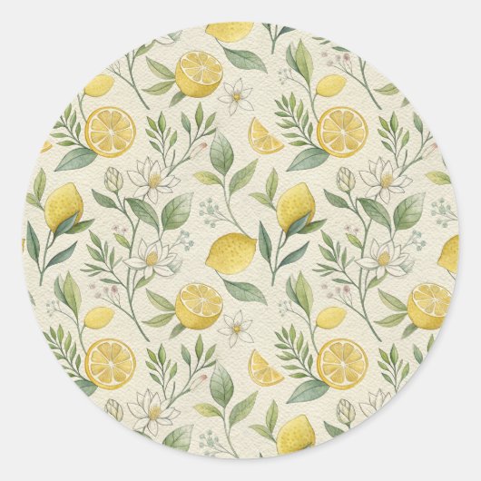 Citroenen & Bloemen Patroon Sticker (Voorkant)