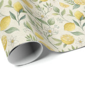 Citroenen & Bloemen Patroon Wrapping Paper Roll Cadeaupapier (Rol Hoek)