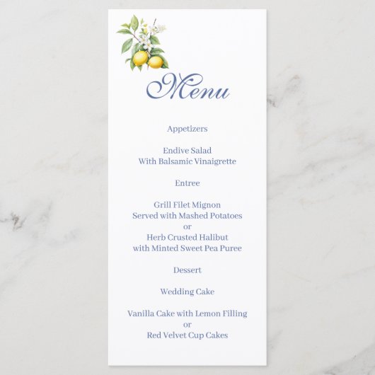 Citroenen bloemig Menu (Voorkant)