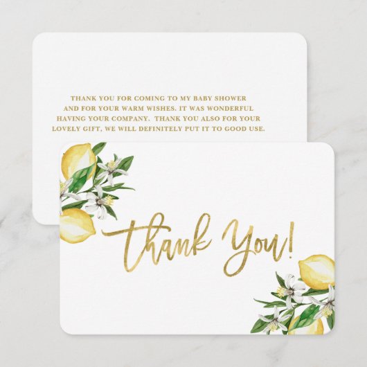 Citroenen bloemkaart bedankt (Voorkant / Achterkant)