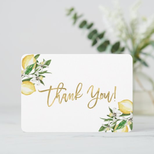 Citroenen bloemkaart bedankt (Staand voorkant)