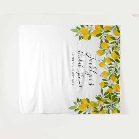 Citroenen Bloesem Bruidsfeest Fotocabine Achtergro Wandkleed (Voorkant (horizontaal))