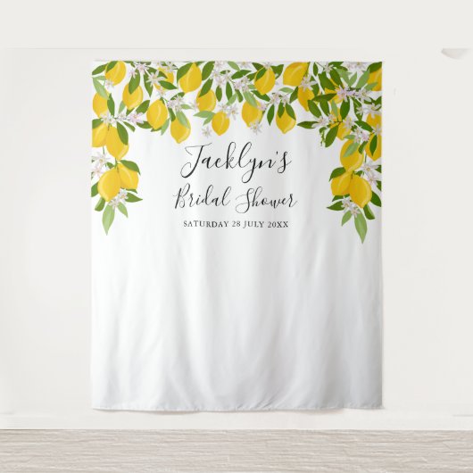 Citroenen Bloesem Bruidsfeest Fotocabine Achtergro Wandkleed (Voorkant)