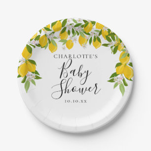 Citroenen Bloesem Groen Baby Shower Papieren Bordje