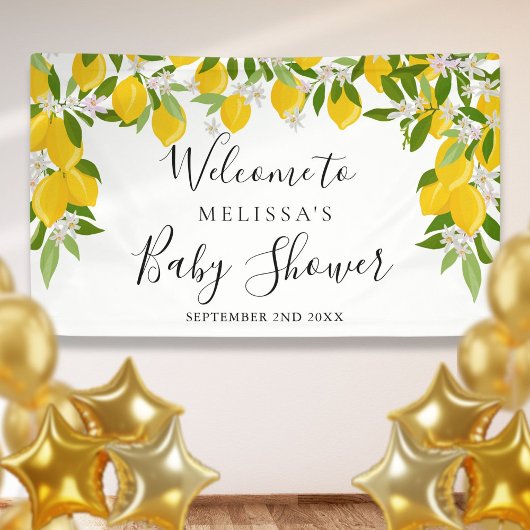 Citroenen bloesem groen Baby shower Welkom Spandoek