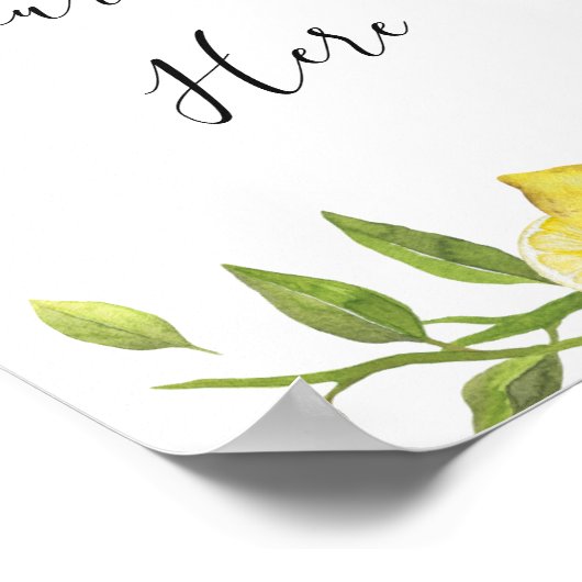 Citroenen Bloesem Groen Blad Waterverf Poster (Hoek)