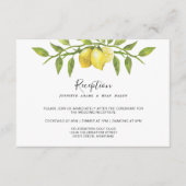 Citroenen bloesem groen bloemenbruiloft receptie informatiekaartje (Voorkant)