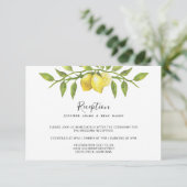 Citroenen bloesem groen bloemenbruiloft receptie informatiekaartje (Staand voorkant)