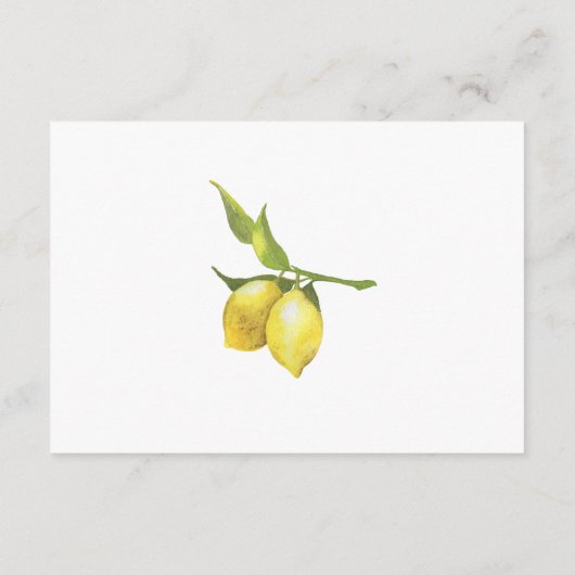 Citroenen bloesem groen bruiloft accommodaties informatiekaartje (Achterkant)