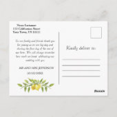 Citroenen bloesem groen bruiloft foto dank u briefkaart (Achterkant)