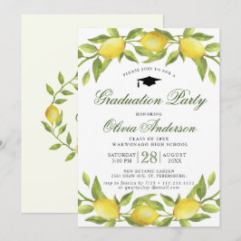 citroenen bloesem groen chique afstudeerfeest kaart
