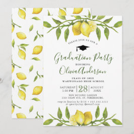 citroenen bloesem groen chique afstudeerfeest kaart