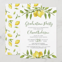 citroenen bloesem groen chique afstudeerfeest kaart
