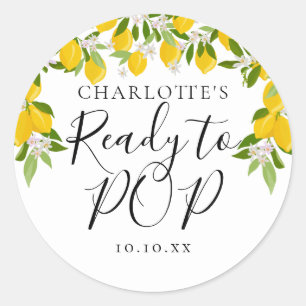 Citroenen Bloesem Groen klaar om te POP Baby Showe Ronde Sticker