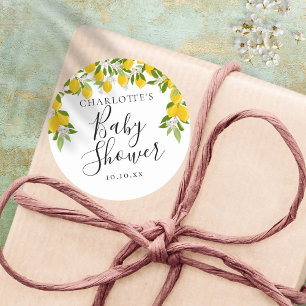 Citroenen Bloesem Groene Baby Shower Ronde Sticker