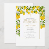Citroenen Bloesem Groene Eerste Heilige Communie Kaart (Voorkant / Achterkant)