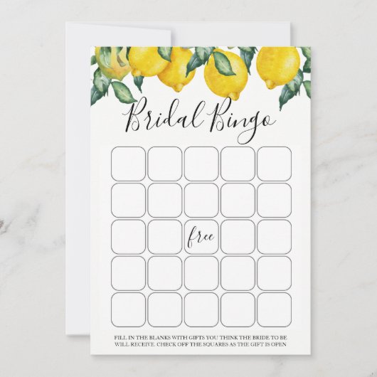 Citroenen bruids bingo spel kaart (Voorkant)