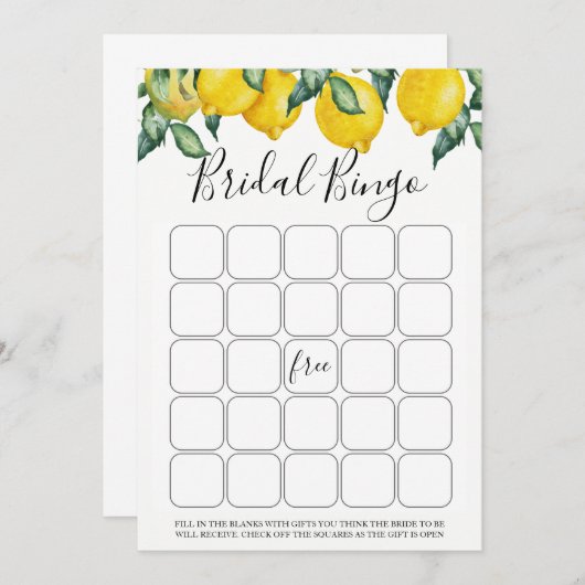 Citroenen bruids bingo spel kaart (Voorkant / Achterkant)