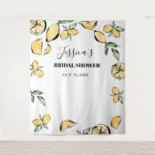 Citroenen Bruidsmeisjesfeest Achtergrond Fotohokje Wandkleed (Voorkant)