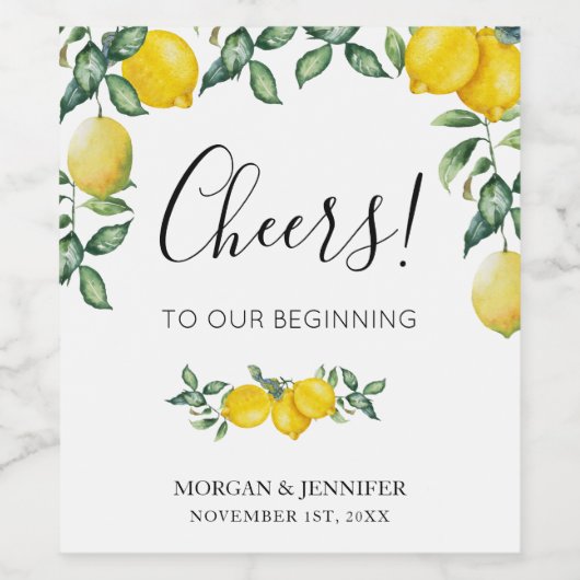 Citroenen bruiloft gunst Proost Wijn Etiket (Enkel label)