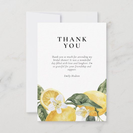 Citroenen Bruiloftsfeest Bedankkaart (Voorkant)