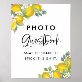 Citroenen Bruiloftsfeest Foto Guestbook Bord Poster