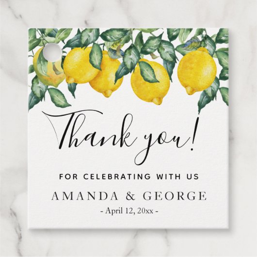 Citroenen Calligrafie Bedankjes Labels (Voorkant)