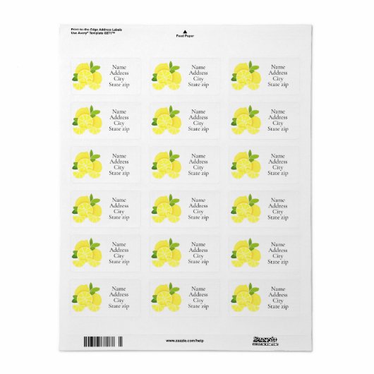 Citroenen citroenschijfjes tropisch geel fruit etiket (Full Sheet)