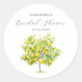 Citroenen Citrus Aquarel Bruidsdouche  Ronde Sticker