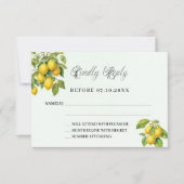 Citroenen citrus groen bruiloft reactie RSVP-kaart RSVP Kaartje (Voorkant)