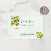 Citroenen citrus groen huwelijk reactie RSVP Notitiekaartje (Voorkant / Achterkant in situ)