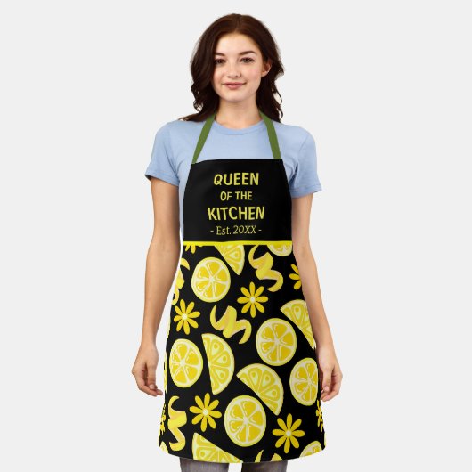 citroenen citrus limonade chef schattig geel zwart schort (Gedragen)