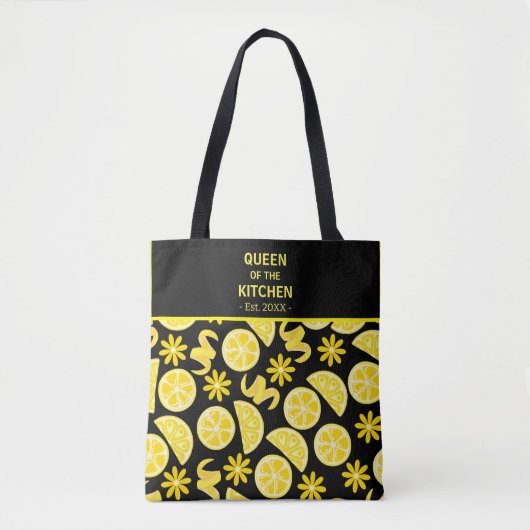 citroenen citrus limonade chef schattig geel zwart tote bag (Voorkant)