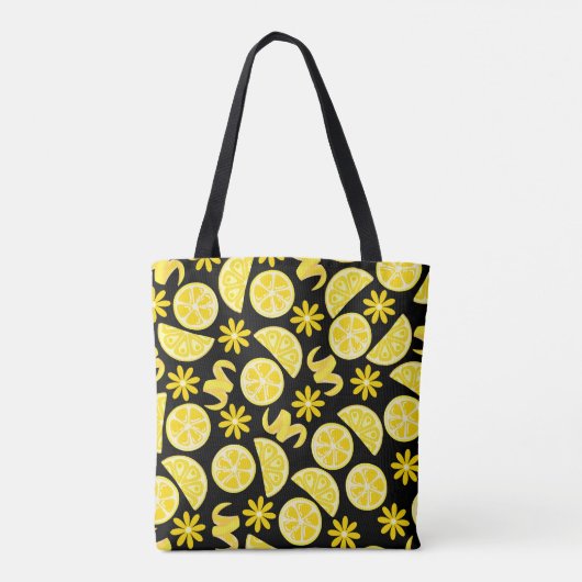citroenen citrus limonade chef schattig geel zwart tote bag (Achterkant)