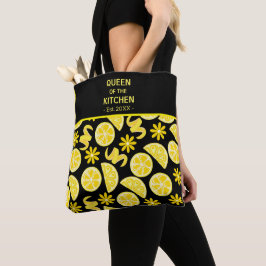 citroenen citrus limonade chef schattig geel zwart tote bag