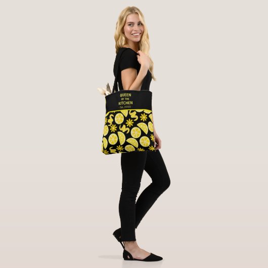 citroenen citrus limonade chef schattig geel zwart tote bag (Op model)