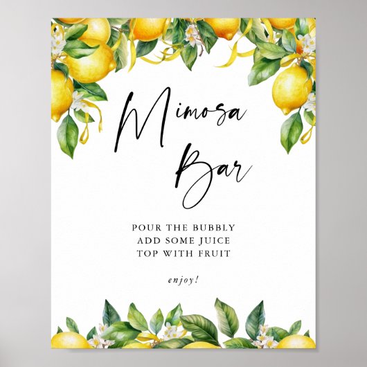 Citroenen Citrus vrijgezellenfeest Mimosa Bar Teke Poster (Voorkant)