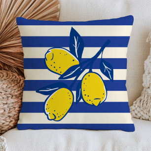 Citroenen citrusfruit blauwe strepen Mediterraan Kussen