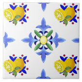 Citroenen, citrusvruchten, majolica tegeltje (Voorkant)