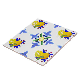 Citroenen, citrusvruchten, majolica tegeltje