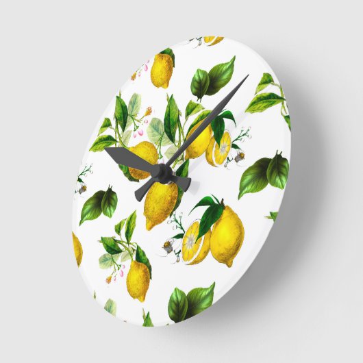 Citroenen, citrusvruchten, mediterrane kunst ronde klok (Hoek)