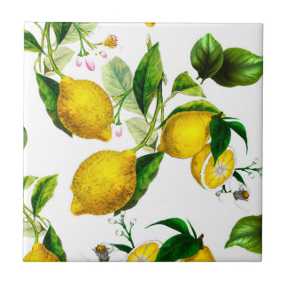Citroenen, citrusvruchten, rond papier voor de med tegeltje