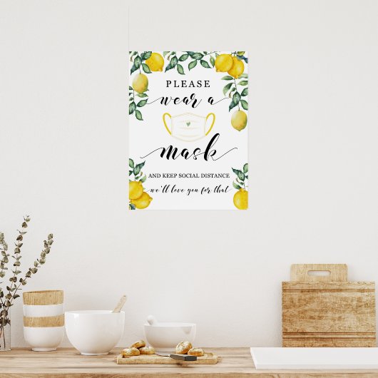 Citroenen dragen gastenschild masker poster (Keuken)