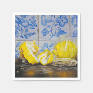 Citroenen en Azulejos — Klassiek Blauw en Geel Sti Servet