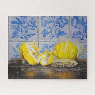 Citroenen en Azulejos — Klassiek Blauw & Geel Stil Legpuzzel