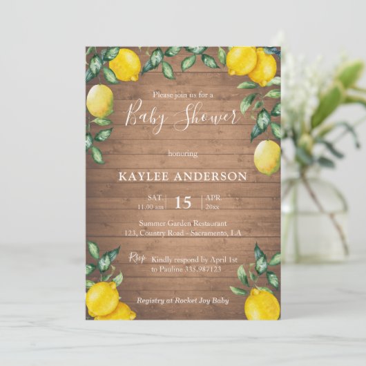 Citroenen en Baby shower-inktpatronen Kaart (Staand voorkant)