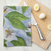 Citroenen en bijen theedoek (Quarter Fold)